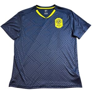 MLS Nashville SC Soccer Jersey Mens XL Navy Blue Yellow Geometric Pattern Shirt